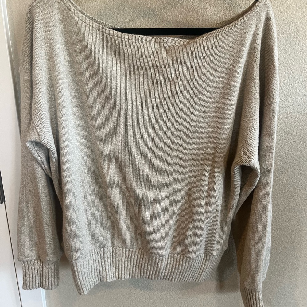 Nasty Gal Off-the-Shoulder Beige Sweater